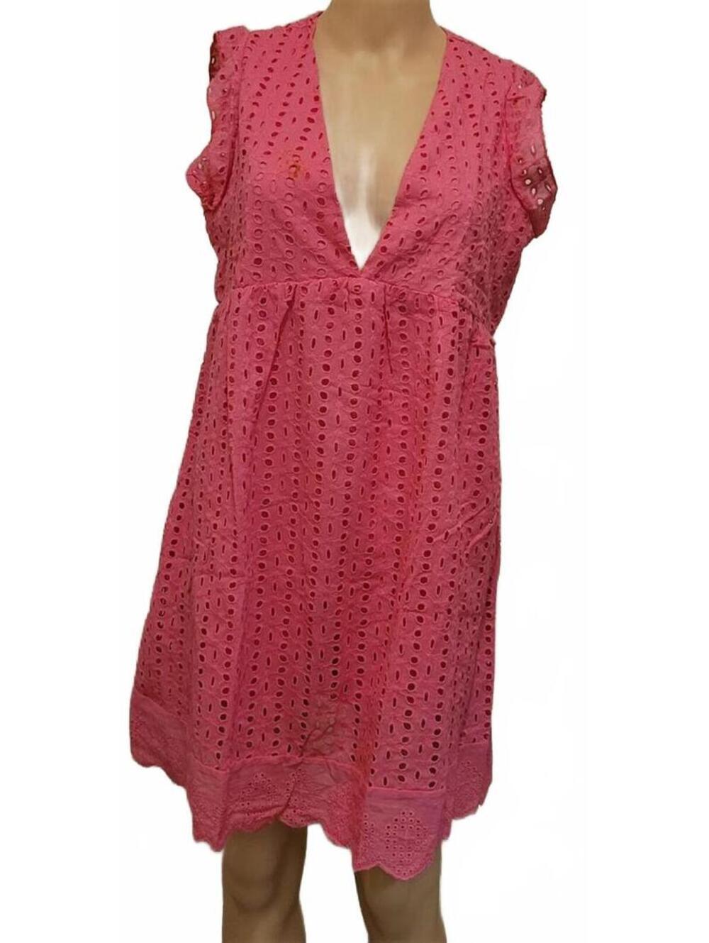 Women's California Romper Pink Eyelet Ruffle Cotton Dress Shorts Shorts Size S